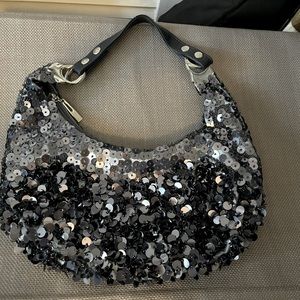 Sparkly Silver Boho Bag - Silver Zipper - Great for Dress up - Party Wear !